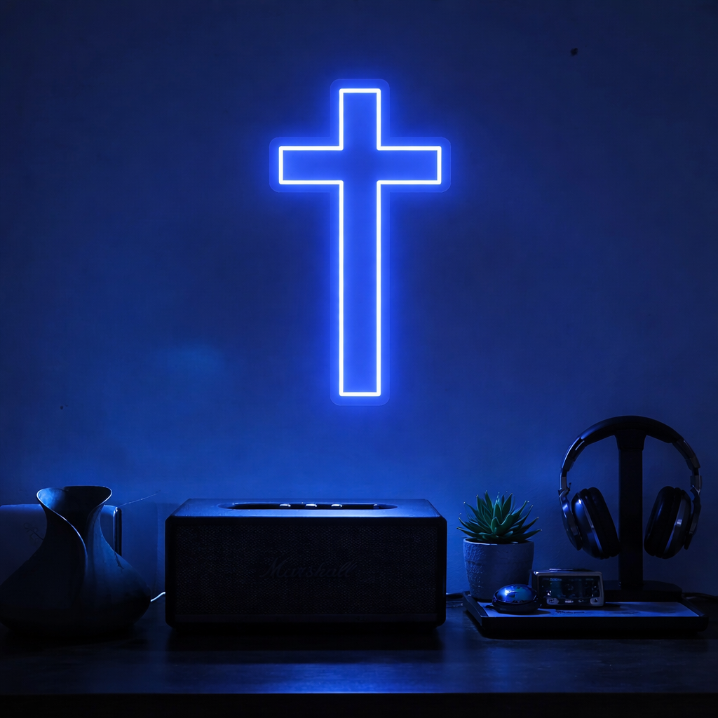 Holy Cross LED Neon Sign,Custom Led Neon Sign, Christian Wall Art