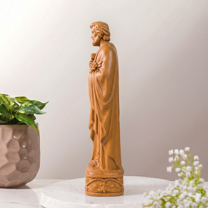 Saint Joseph Wooden Statue – Hand-Carved from Natural Wood (11.8in)