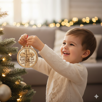 Wooden Christmas Ornament – Faith-Inspired Two-Layer Wood Decoration