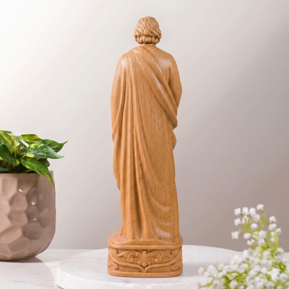 Saint Joseph Wooden Statue – Hand-Carved from Natural Wood (11.8in)