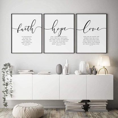 Faith Hope Love Wall Decor Art – Minimal & Meaningful