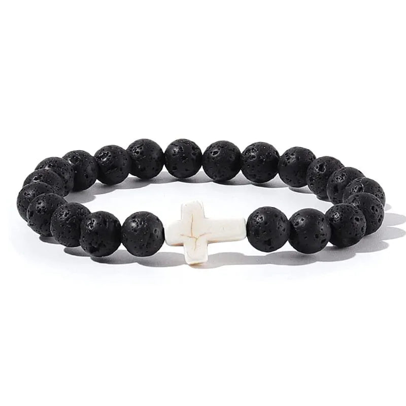 Natural Stone Cross Bracelet – Christian Faith Jewelry