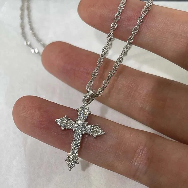 Cubic Zirconia Cross Pendant Necklace