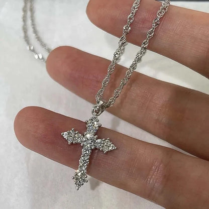 Cubic Zirconia Cross Pendant Necklace