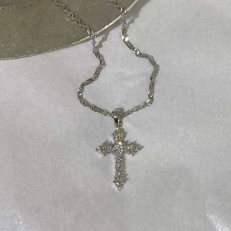 Cubic Zirconia Cross Pendant Necklace