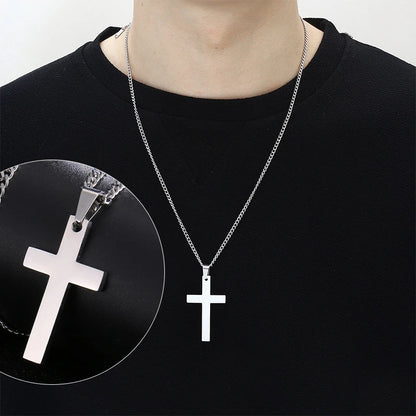 Classic Stainless Steel Cross Necklace – Waterproof Christian Cross Pendant for Men & Women