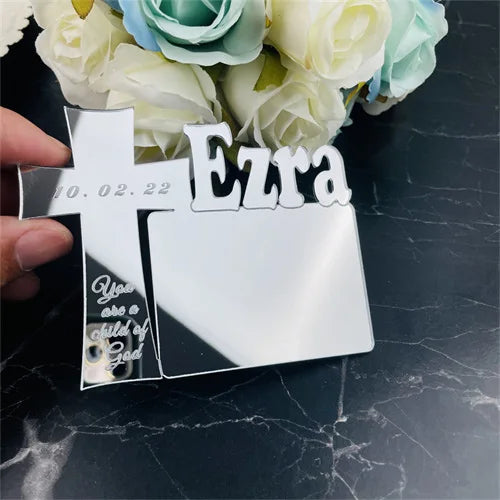 Baby Cross Photo Frame with Custom Name – A Heartfelt Christian Birthday Gif