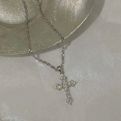 Cubic Zirconia Cross Pendant Necklace