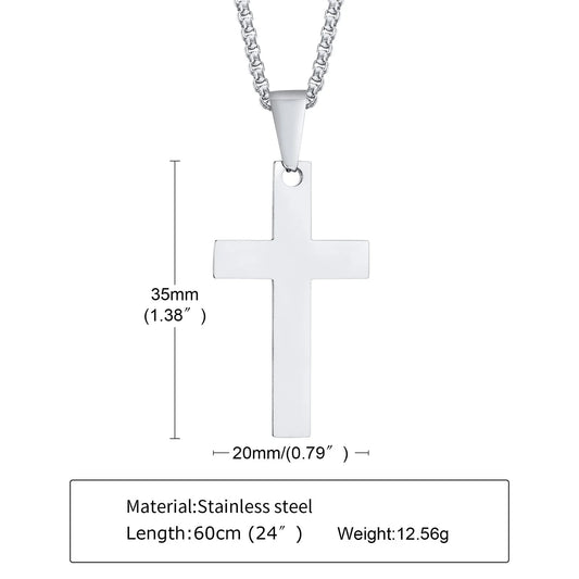 Classic Waterproof Cross Necklace for Men – Stainless Steel Christian Pendant