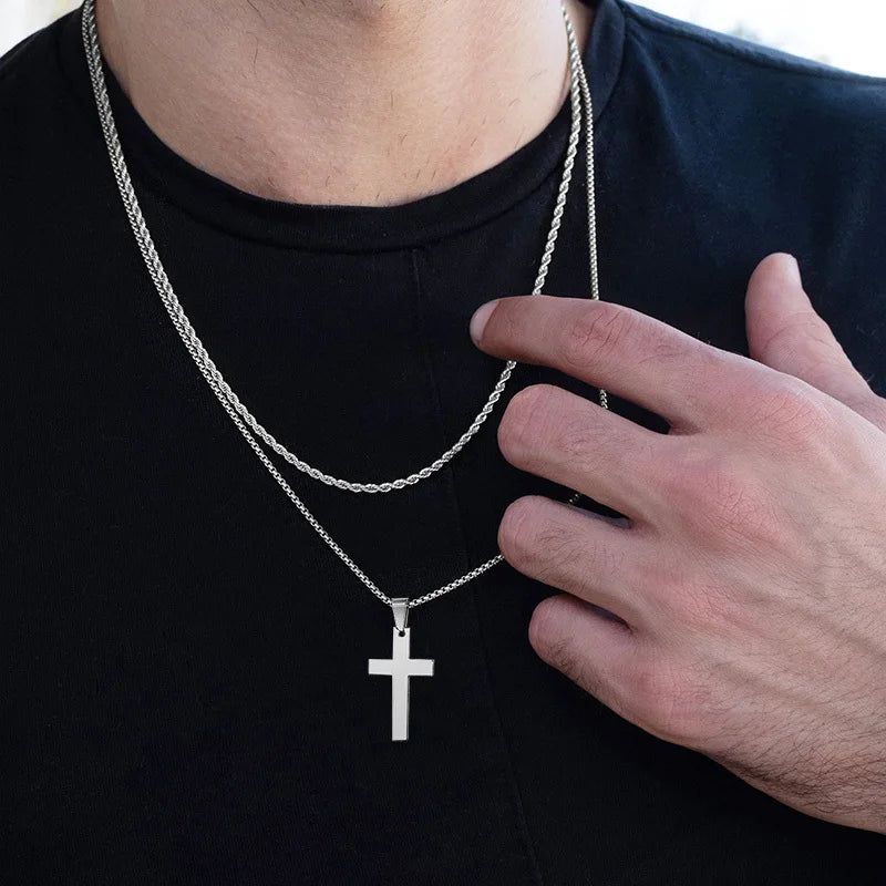 Waterproof Cross Necklaces for Men Male Gifts Jewelry | Simple Cross Necklace for Men