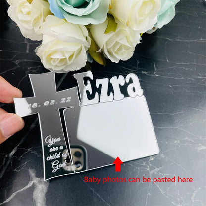 Baby Cross Photo Frame with Custom Name – A Heartfelt Christian Birthday Gif