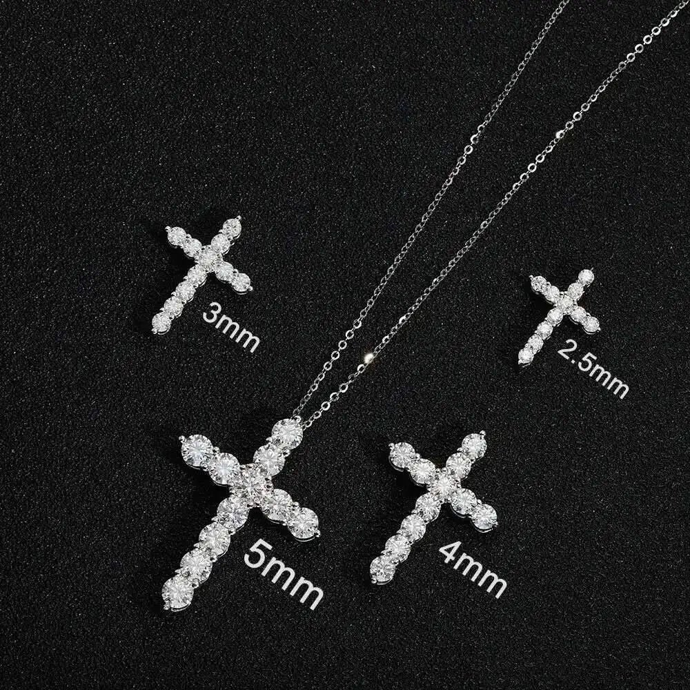 Moissanite Cross Necklace in 925 Sterling Silver