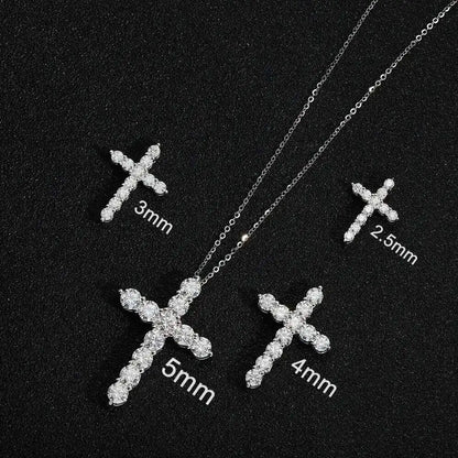 Moissanite Cross Necklace in 925 Sterling Silver