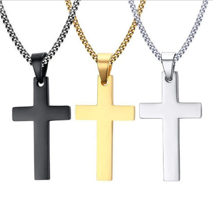Classic Stainless Steel Cross Necklace – Waterproof Christian Cross Pendant for Men & Women
