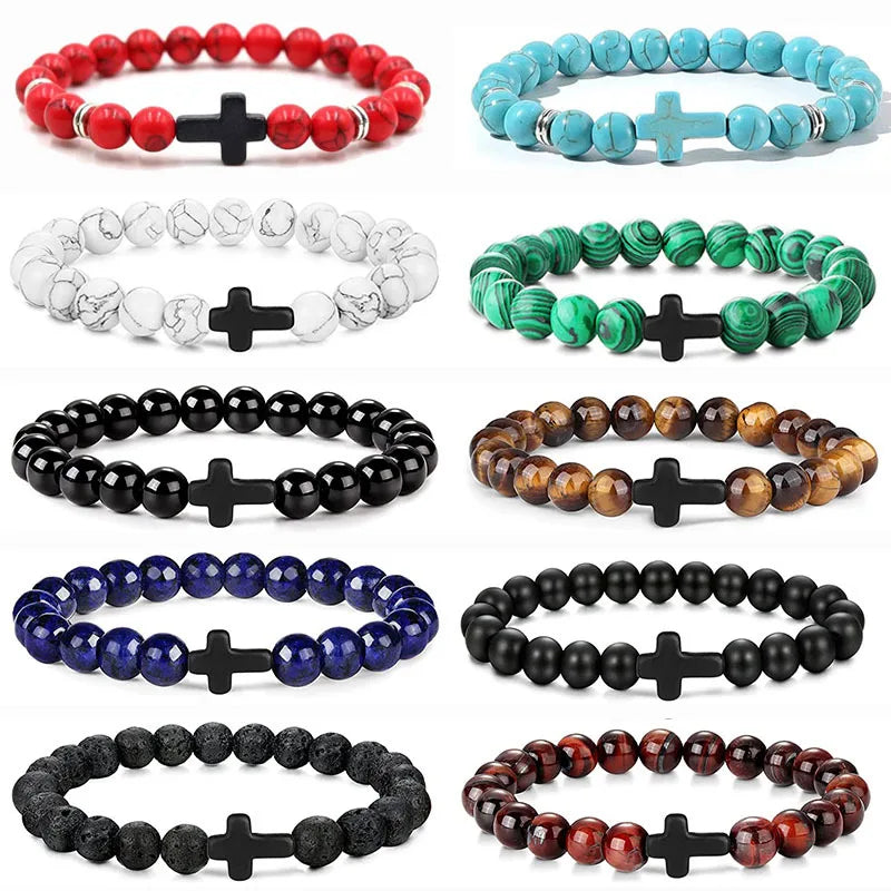 Natural Stone Cross Bracelet – Christian Faith Jewelry