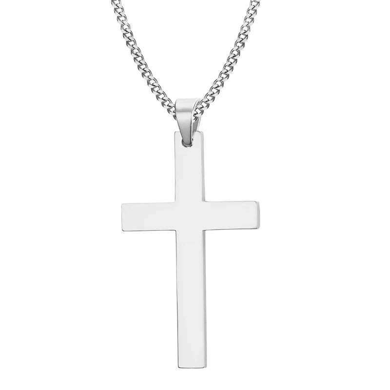 Classic Stainless Steel Cross Necklace – Waterproof Christian Cross Pendant for Men & Women