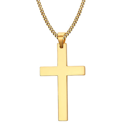 Classic Stainless Steel Cross Necklace – Waterproof Christian Cross Pendant for Men & Women