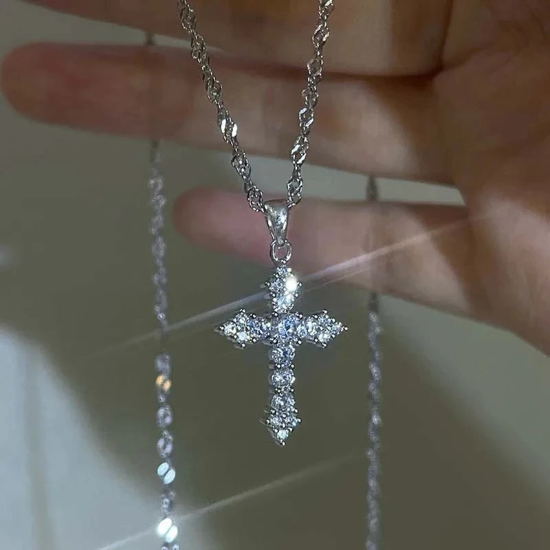 Cubic Zirconia Cross Pendant Necklace