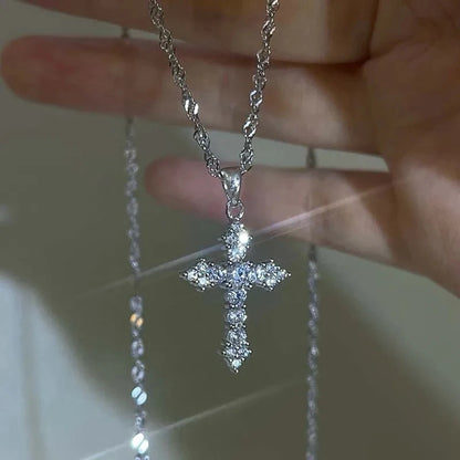 Cubic Zirconia Cross Pendant Necklace
