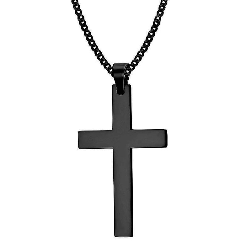Classic Stainless Steel Cross Necklace – Waterproof Christian Cross Pendant for Men & Women