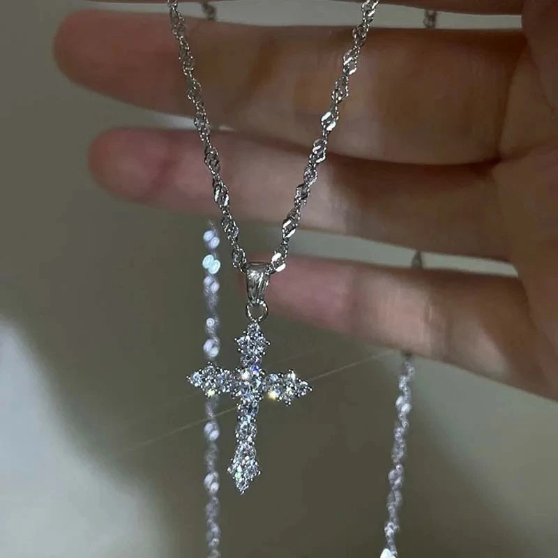 Cubic Zirconia Cross Pendant Necklace