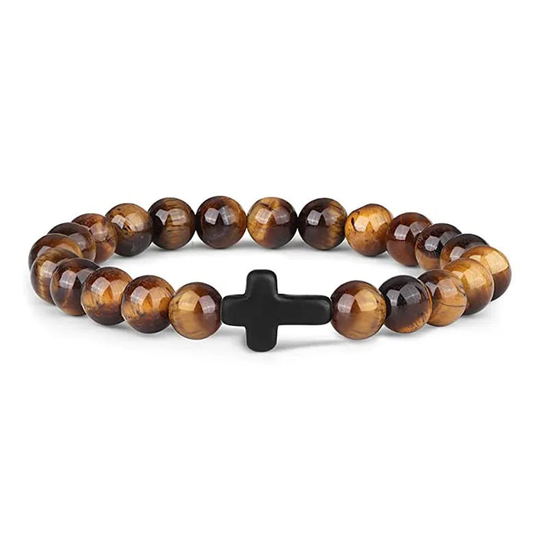 Natural Stone Cross Bracelet – Christian Faith Jewelry