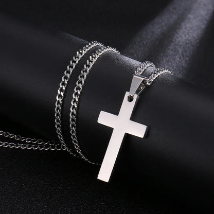 Classic Stainless Steel Cross Necklace – Waterproof Christian Cross Pendant for Men & Women