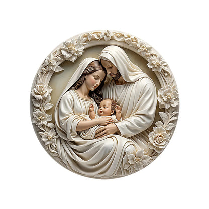 Classic Wooden Nativity Scene Ornament: The Holy Family of Mary, Jesus, and Joseph, Wall Hanging, ﻿