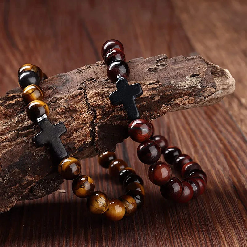 Natural Stone Cross Bracelet – Christian Faith Jewelry