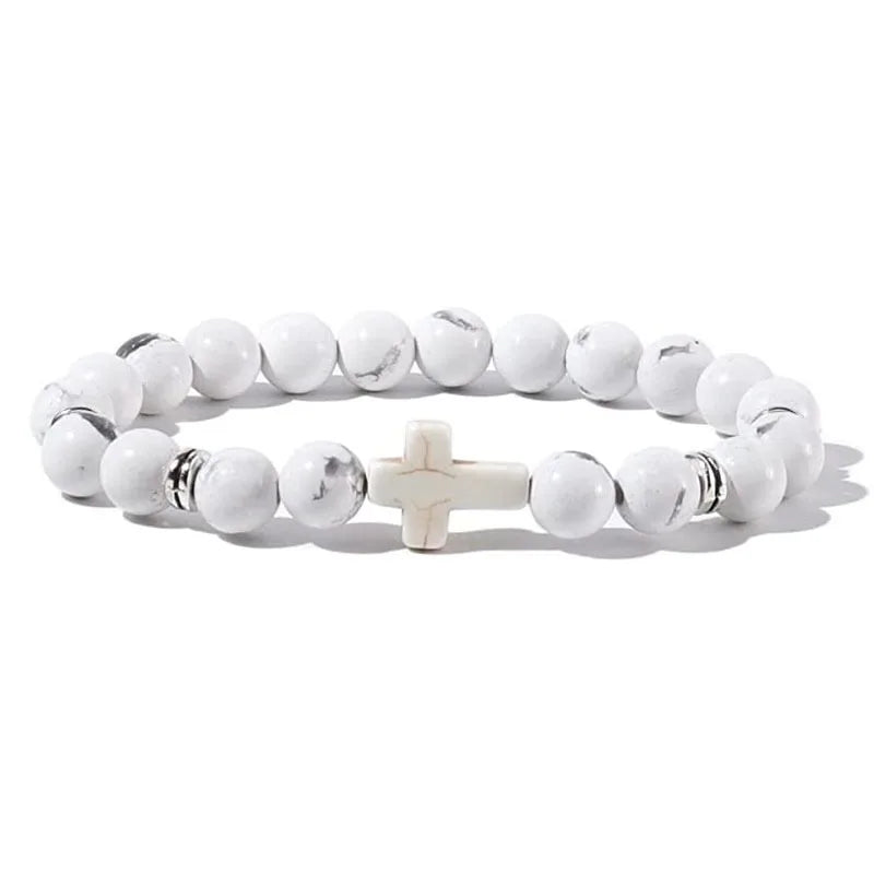 Natural Stone Cross Bracelet – Christian Faith Jewelry