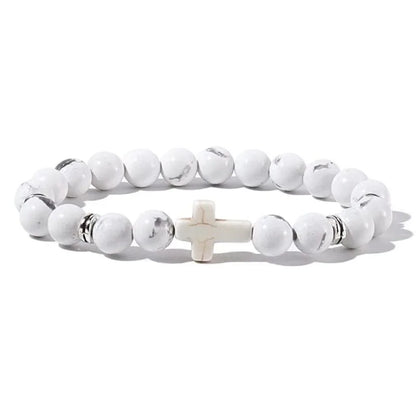 Natural Stone Cross Bracelet – Christian Faith Jewelry