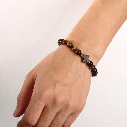 Natural Stone Cross Bracelet – Christian Faith Jewelry