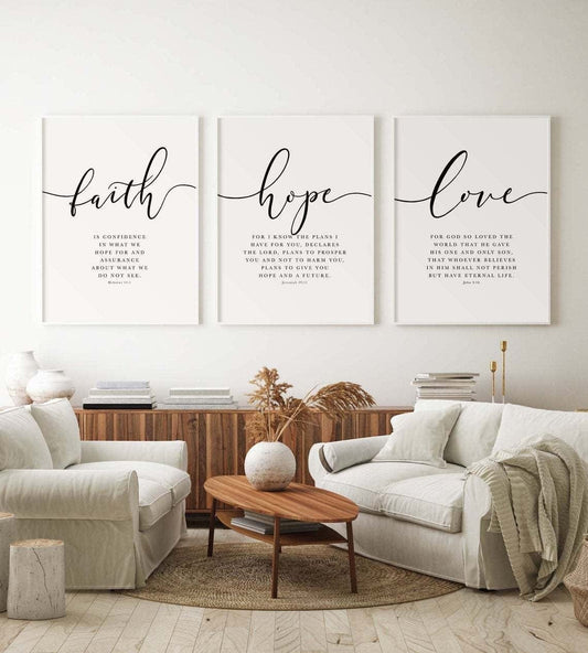 Hand-Painted (Faith Hope Love) Bible Verse Canvas Print by JesusFaith