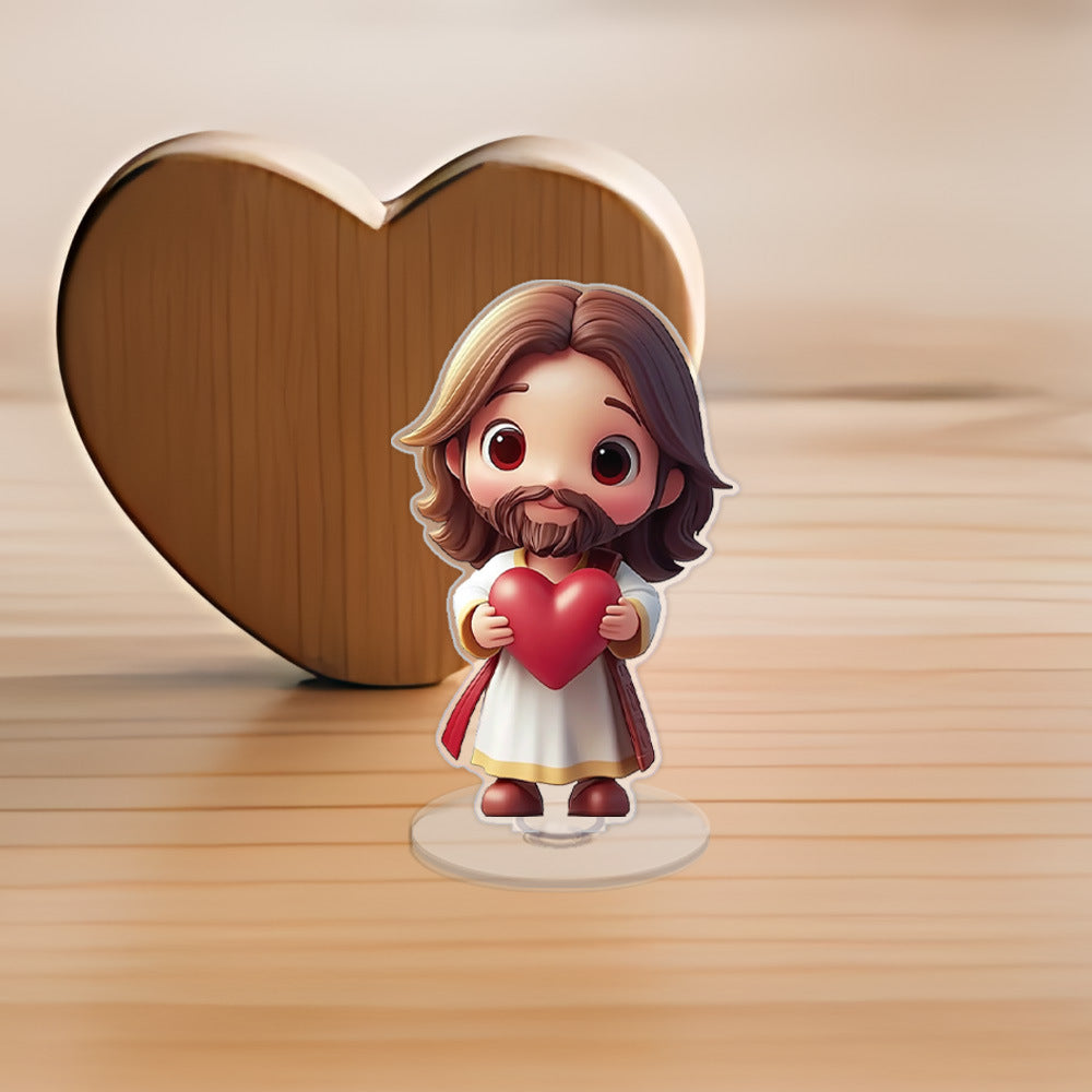 Cute Jesus Acrylic Stand – Modern Christian Desk Decor