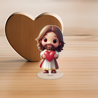 Cute Jesus Acrylic Stand – Modern Christian Desk Decor
