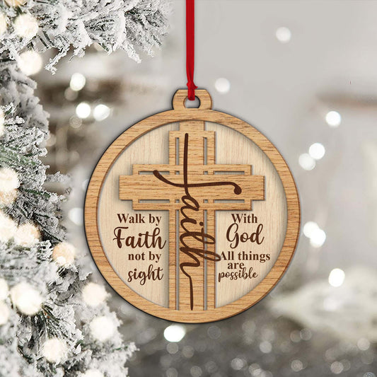Wooden Christmas Ornament – Faith-Inspired Two-Layer Wood Decoration