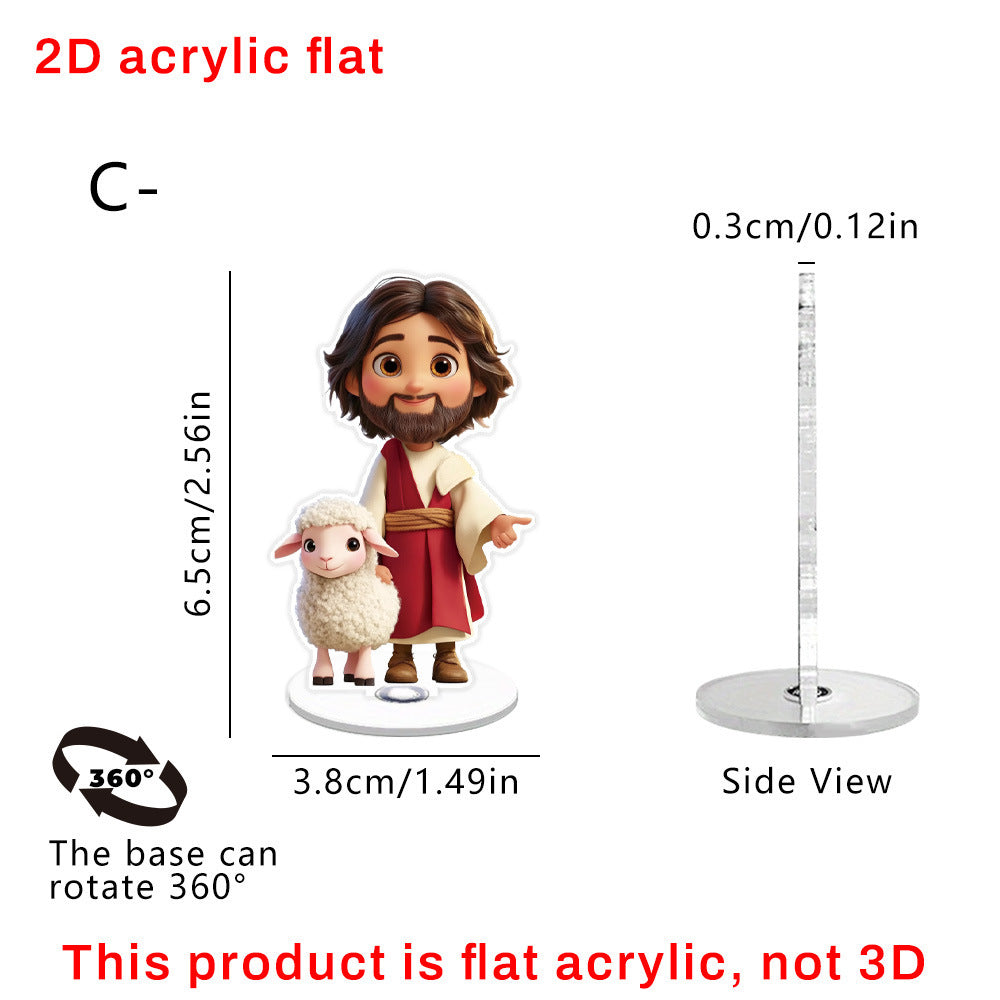 Cute Jesus Acrylic Stand – Modern Christian Desk Decor