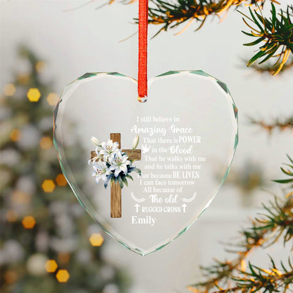 Amazing Grace Christmas Ornament | Personalized Glass Heart Decoration