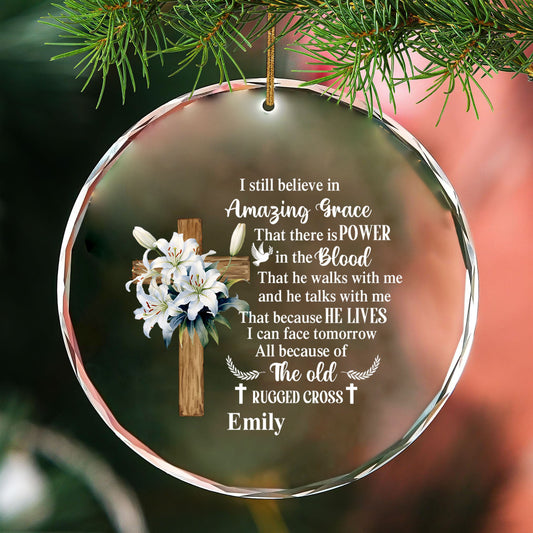 Amazing Grace Christmas Ornament | Personalized Glass Heart Decoration