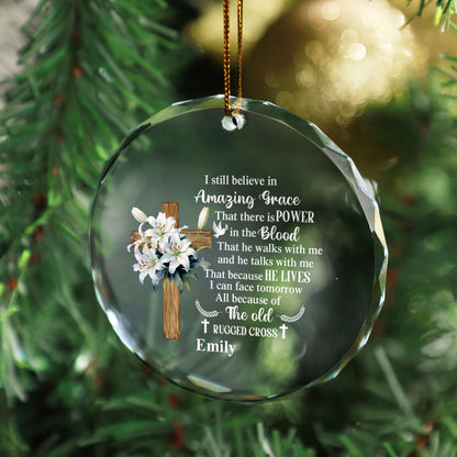 Amazing Grace Christmas Ornament | Personalized Glass Heart Decoration