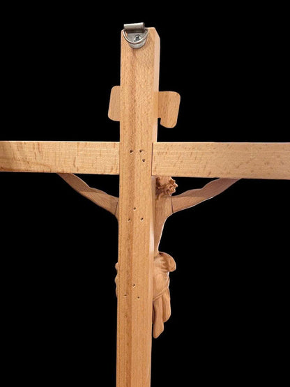 Christ Crucifixion Wood Carving | Wooden Crucifix for Altar & Prayer