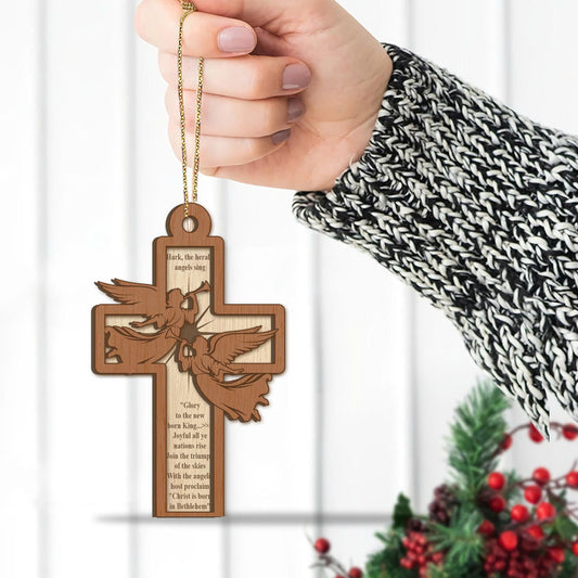 Wooden Cross Ornament – Elegant Christian Christmas Decoration