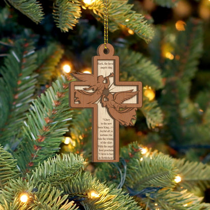 Wooden Cross Ornament – Elegant Christian Christmas Decoration