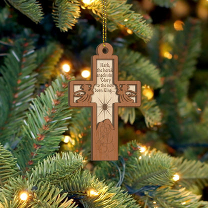 Wooden Cross Ornament – Elegant Christian Christmas Decoration